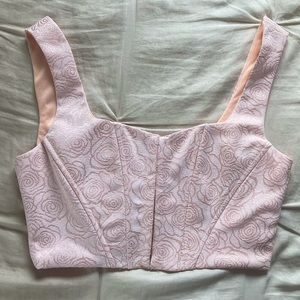 Pink Rose Gold Floral Corset Top